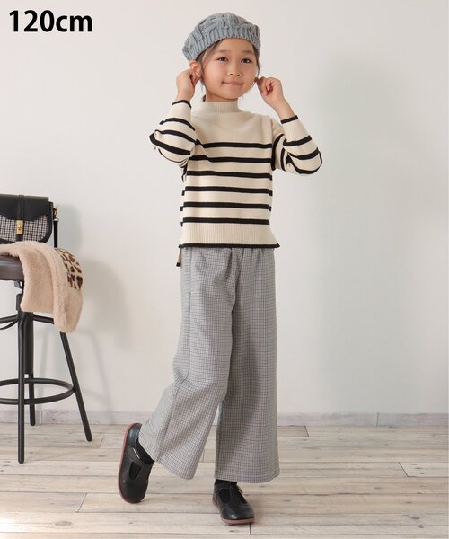 ikka（イッカ）の「【洗濯機で洗える／親子コーデ】クリーミーボーダーニットプルオーバー（120~160cm）（ニット/セーター・キッズ・オフホワイト/ブラック・150/130/120/160/140）」の15枚目の写真