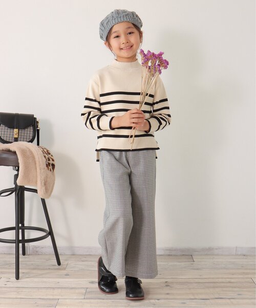 ikka（イッカ）の「【洗濯機で洗える／親子コーデ】クリーミーボーダーニットプルオーバー（120~160cm）（ニット/セーター・キッズ・オフホワイト/ブラック・150/130/120/160/140）」の16枚目の写真