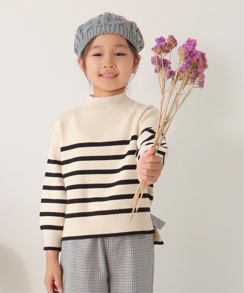 ikka（イッカ）の「【洗濯機で洗える／親子コーデ】クリーミーボーダーニットプルオーバー（120~160cm）（ニット/セーター・キッズ・オフホワイト/ブラック・150/130/120/160/140）」の17枚目の写真