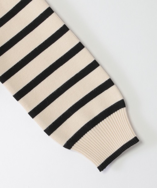 ikka（イッカ）の「【洗濯機で洗える／親子コーデ】クリーミーボーダーニットプルオーバー（120~160cm）（ニット/セーター・キッズ・オフホワイト/ブラック・150/130/120/160/140）」の7枚目の写真