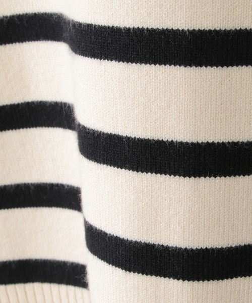 ikka（イッカ）の「【洗濯機で洗える／親子コーデ】クリーミーボーダーニットプルオーバー（120~160cm）（ニット/セーター・キッズ・オフホワイト/ブラック・150/130/120/160/140）」の10枚目の写真