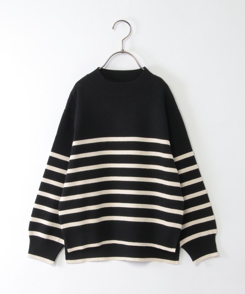 ikka（イッカ）の「【洗濯機で洗える／親子コーデ】クリーミーボーダーニットプルオーバー（120~160cm）（ニット/セーター・キッズ・オフホワイト/ブラック・150/130/120/160/140）」の13枚目の写真