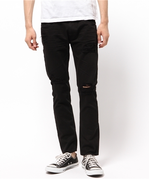 VENCEEXCHANGE（ヴァンスエクスチェンジ）の「クラッシュパンツ          （デニムパンツ・メンズ・ホワイト/ブラック・MEDIUM/SMALL/LARGE）」の2枚目の写真