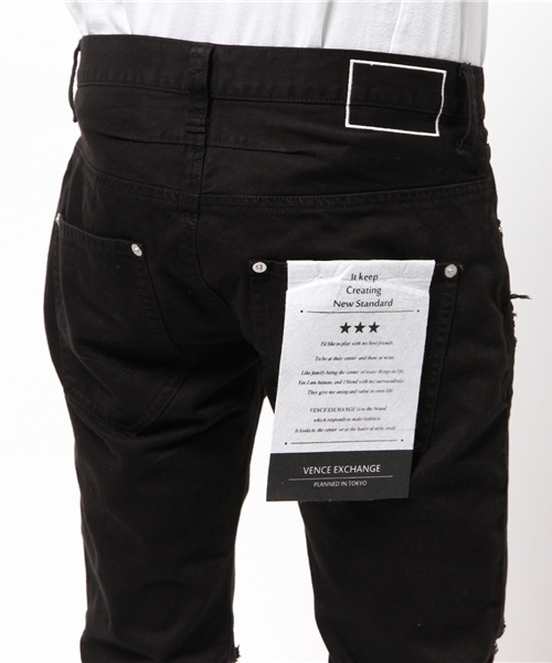 VENCEEXCHANGE（ヴァンスエクスチェンジ）の「クラッシュパンツ          （デニムパンツ・メンズ・ホワイト/ブラック・MEDIUM/SMALL/LARGE）」の12枚目の写真