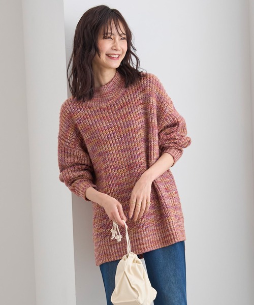 BELLUNA PLUS(ベルーナ)の「ブローチ付ミックス調ニットプルオーバー(ニット/セーター・レディース・ブラック系/オレンジ系・MEDIUM/LARGE/X-LARGE)」の7枚目の写真
