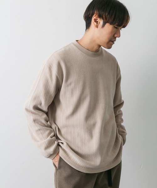 URBAN RESEARCH DOORS（アーバンリサーチドアーズ）の「ジャガードコーデュロイプルオーバー（Tシャツ/カットソー・メンズ・ベージュ系その他/チャコールグレー・LARGE/MEDIUM）」の5枚目の写真