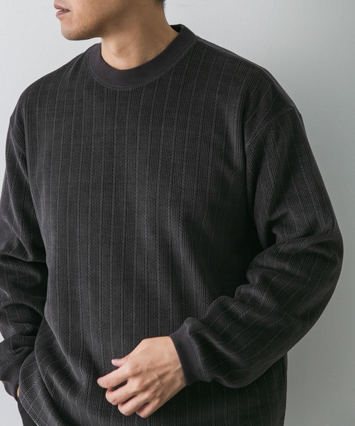 URBAN RESEARCH DOORS（アーバンリサーチドアーズ）の「ジャガードコーデュロイプルオーバー（Tシャツ/カットソー・メンズ・ベージュ系その他/チャコールグレー・LARGE/MEDIUM）」の8枚目の写真