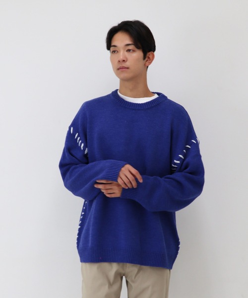 ARCHIVER（アーカイバ）の「【Bl】 [IZU] ハンドステッチニット（ニット/セーター・レディース・ベージュ/ブラック/ブルー/チャコールグレー・MEDIUM）」の8枚目の写真