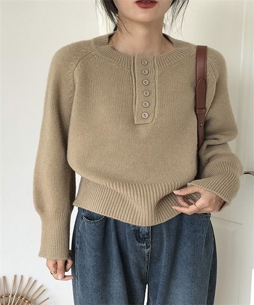 Dream garden（ドリームガーデン）の「長袖ニットトップス（ニット/セーター・レディース・オリーブ/オフホワイト/ピンク/グレー/ブラック/ベージュ・L/M）」の4枚目の写真