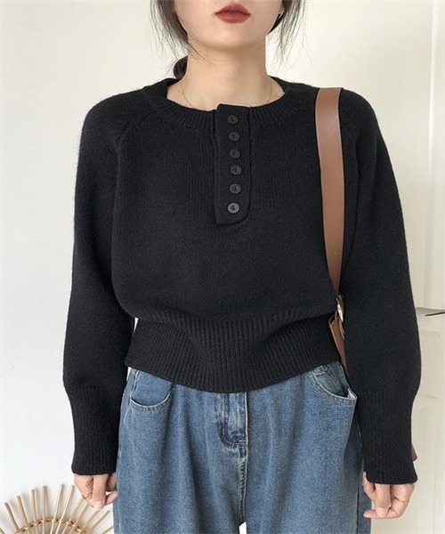 Dream garden（ドリームガーデン）の「長袖ニットトップス（ニット/セーター・レディース・オリーブ/オフホワイト/ピンク/グレー/ブラック/ベージュ・L/M）」の3枚目の写真