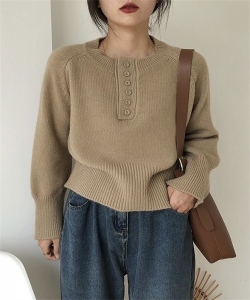 Dream garden（ドリームガーデン）の「長袖ニットトップス（ニット/セーター・レディース・オリーブ/オフホワイト/ピンク/グレー/ブラック/ベージュ・L/M）」の20枚目の写真