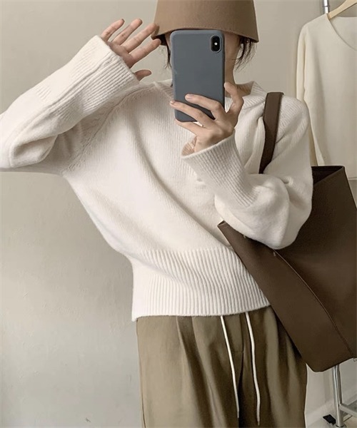 Dream garden（ドリームガーデン）の「長袖ニットトップス（ニット/セーター・レディース・オリーブ/オフホワイト/ピンク/グレー/ブラック/ベージュ・L/M）」の10枚目の写真