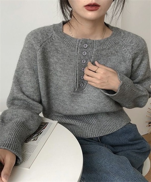 Dream garden（ドリームガーデン）の「長袖ニットトップス（ニット/セーター・レディース・オリーブ/オフホワイト/ピンク/グレー/ブラック/ベージュ・L/M）」の18枚目の写真