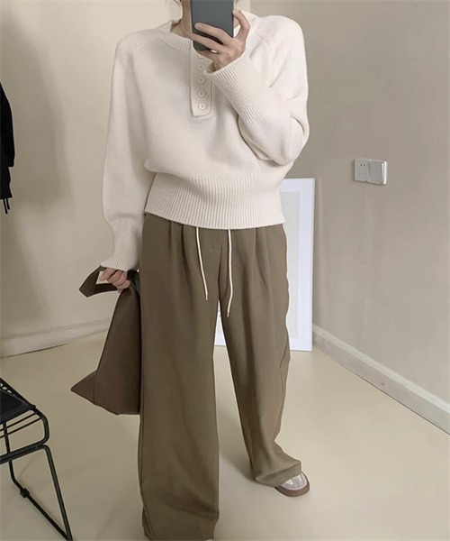 Dream garden（ドリームガーデン）の「長袖ニットトップス（ニット/セーター・レディース・オリーブ/オフホワイト/ピンク/グレー/ブラック/ベージュ・L/M）」の11枚目の写真