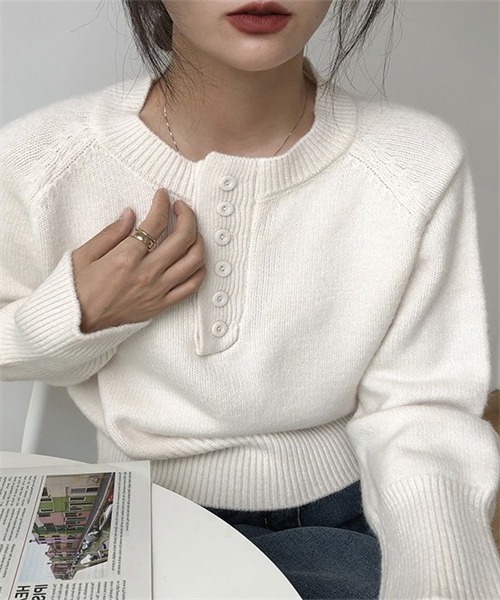 Dream garden（ドリームガーデン）の「長袖ニットトップス（ニット/セーター・レディース・オリーブ/オフホワイト/ピンク/グレー/ブラック/ベージュ・L/M）」の13枚目の写真