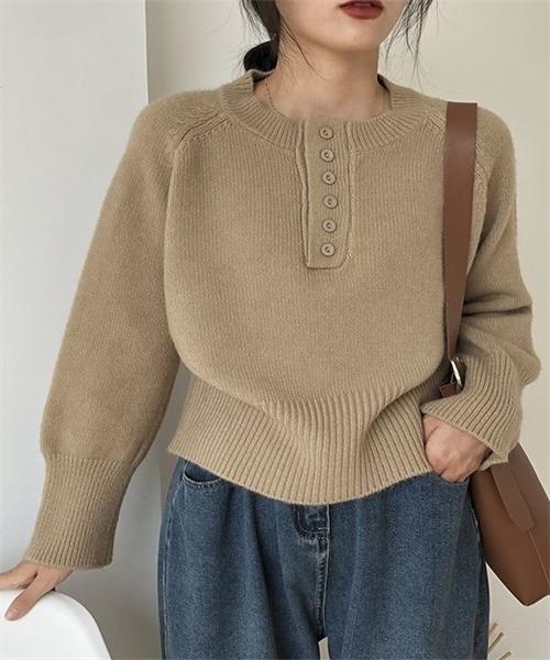 Dream garden（ドリームガーデン）の「長袖ニットトップス（ニット/セーター・レディース・オリーブ/オフホワイト/ピンク/グレー/ブラック/ベージュ・L/M）」の21枚目の写真