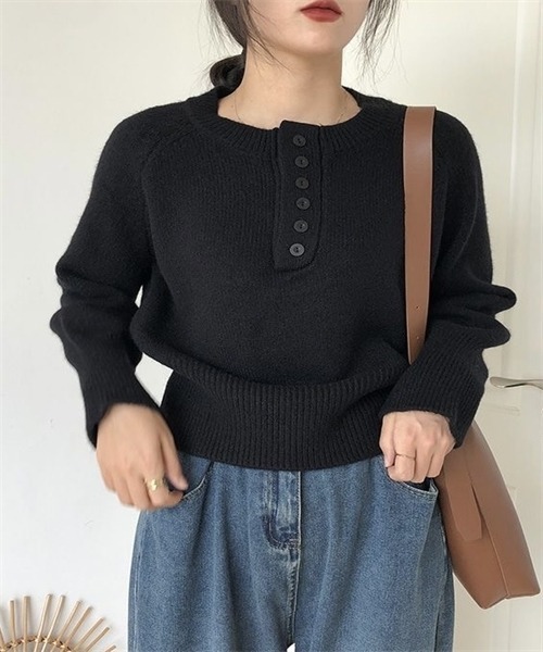 Dream garden（ドリームガーデン）の「長袖ニットトップス（ニット/セーター・レディース・オリーブ/オフホワイト/ピンク/グレー/ブラック/ベージュ・L/M）」の14枚目の写真