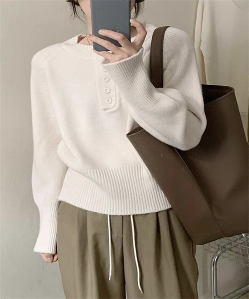 Dream garden（ドリームガーデン）の「長袖ニットトップス（ニット/セーター・レディース・オリーブ/オフホワイト/ピンク/グレー/ブラック/ベージュ・L/M）」の8枚目の写真