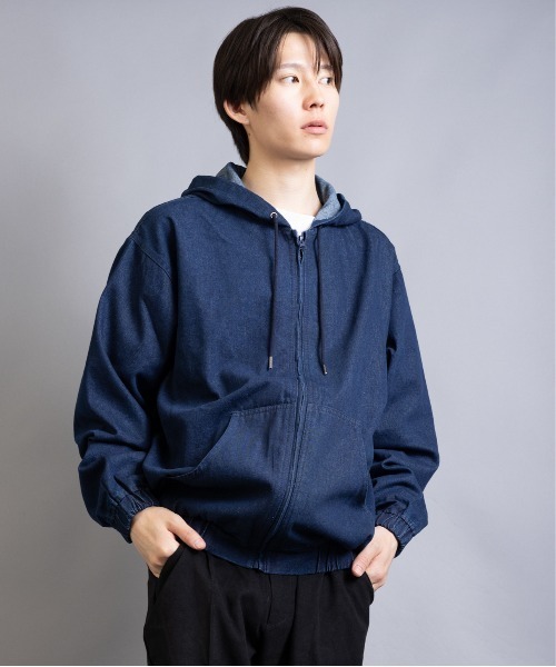 En serio TOKYO(エンソリオトーキョー)の「8.8ozデニム フーデットワーク ブルゾン(デニムジャケット・メンズ・インディゴブルー/ブラック系その他/ブラック系その他2/スミクロ・M/L)」の16枚目の写真