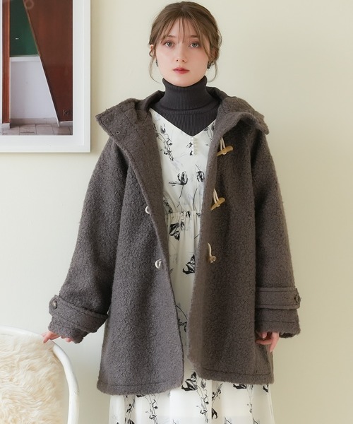 ASTORIA ODIER（アストリアオディール）の「フェイクリングウール ミドルダッフルコート（ダッフルコート・レディース・ブラウン/ベージュ・MEDIUM）」の15枚目の写真