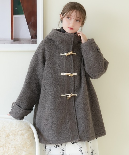 ASTORIA ODIER（アストリアオディール）の「フェイクリングウール ミドルダッフルコート（ダッフルコート・レディース・ブラウン/ベージュ・MEDIUM）」の22枚目の写真