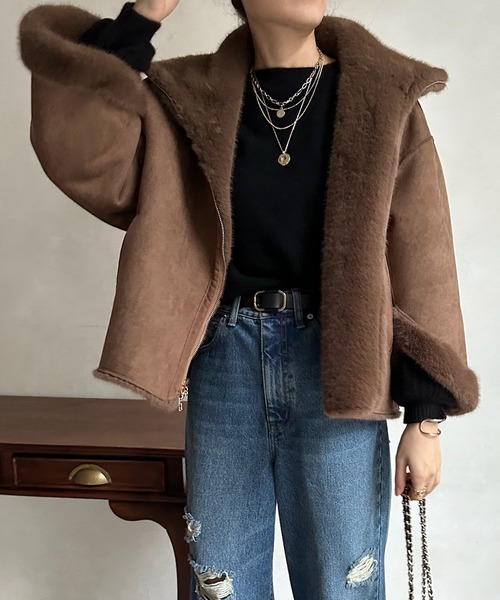 DouDou（ドゥドゥ）の「【WEB限定】ミンクライクファーリバーシブル