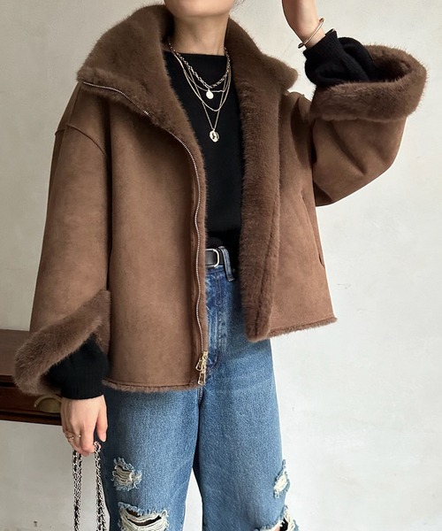 ティアラ　DOUDOU　ミンクライクファーリバーシブルブルゾン DouDou（ドゥドゥ）の「【WEB限定】ミンクライクファーリバーシブル