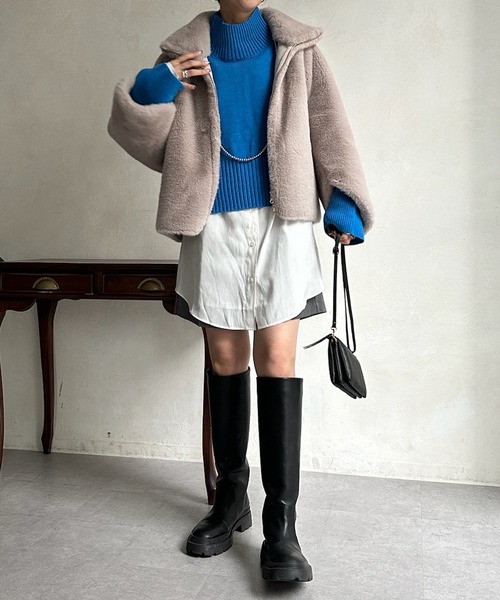 DouDou（ドゥドゥ）の「【WEB限定】ミンクライクファーリバーシブルブルゾン（ブルゾン・レディース・ブラウン/ライトグレー・FREE）」の15枚目の写真