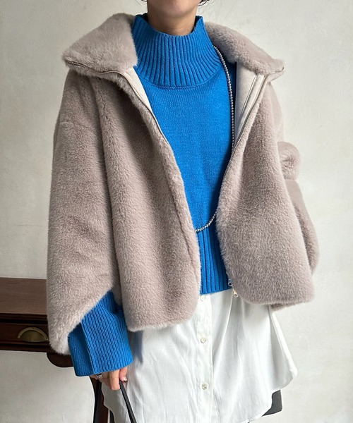 DouDou（ドゥドゥ）の「【WEB限定】ミンクライクファーリバーシブルブルゾン（ブルゾン・レディース・ブラウン/ライトグレー・FREE）」の19枚目の写真