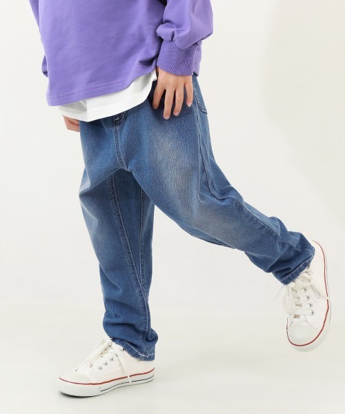 devirock(デビロック)の「楽デニム ペグトップパンツ(デニムパンツ・キッズ・ブラック系1/サックスブルー系1/ネイビー/ワンウォッシュ/サックスブルー系3・160cm/110cm/140cm/100cm/150cm/130cm/120cm)」の4枚目の写真