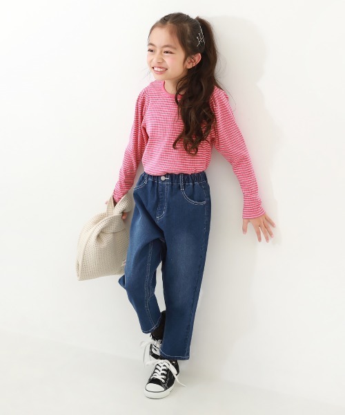 devirock(デビロック)の「楽デニム ペグトップパンツ(デニムパンツ・キッズ・ブラック系1/サックスブルー系1/ネイビー/ワンウォッシュ/サックスブルー系3・160cm/110cm/140cm/100cm/150cm/130cm/120cm)」の12枚目の写真