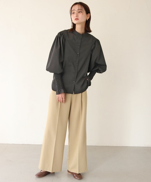 CLEIO（クレイオ）の「【CLEIO】袖シャーリング切替えパフスリーブシャツ（シャツ/ブラウス・レディース・ブラック/ホワイト・FREE）」の15枚目の写真