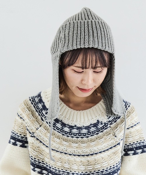 Crisp（クリスプ）の「ニットフライトハット（ニットキャップ/ビーニー・レディース・アイボリー/グレー・FREE）」の4枚目の写真