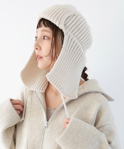 Crisp（クリスプ）の「ニットフライトハット（ニットキャップ/ビーニー・レディース・アイボリー/グレー・FREE）」の3枚目の写真