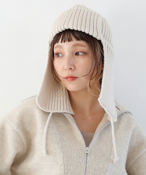Crisp（クリスプ）の「ニットフライトハット（ニットキャップ/ビーニー・レディース・アイボリー/グレー・FREE）」の10枚目の写真