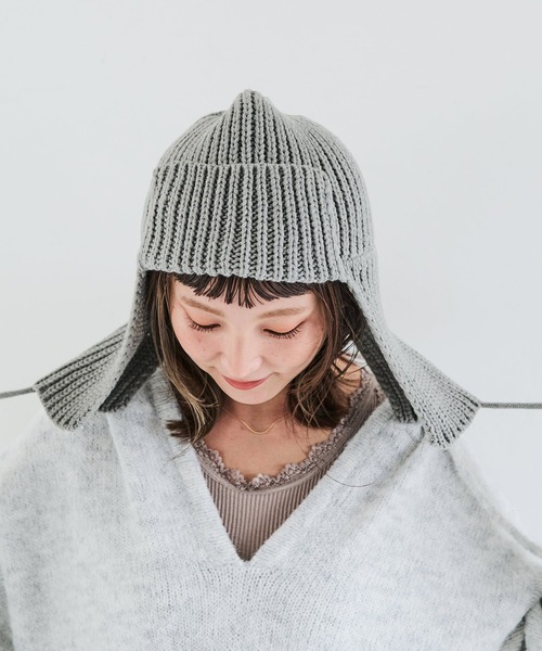Crisp（クリスプ）の「ニットフライトハット（ニットキャップ/ビーニー・レディース・アイボリー/グレー・FREE）」の11枚目の写真