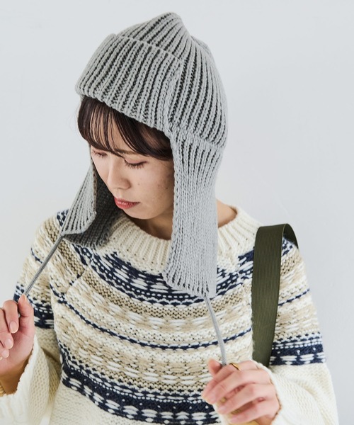 Crisp（クリスプ）の「ニットフライトハット（ニットキャップ/ビーニー・レディース・アイボリー/グレー・FREE）」の8枚目の写真