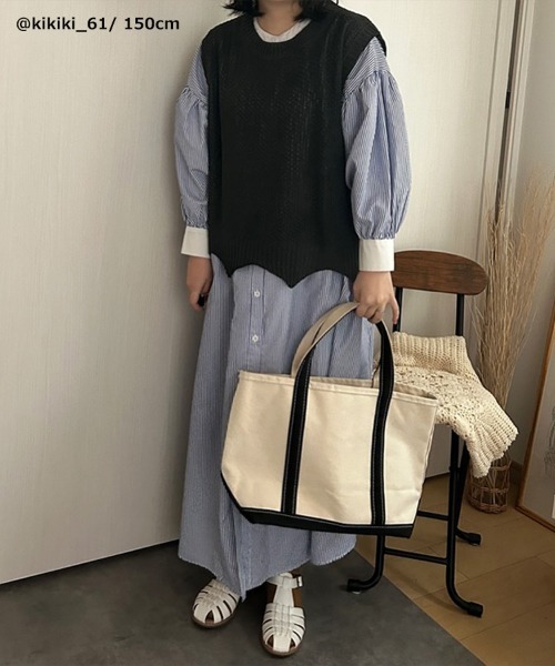 SEU（エスイーユー）の「裾レース編みスカラップニットベスト ジレ サマーニット ペプラム裾 オフィスカジュアル きれいめカジュアル（ベスト・レディース・アイボリー/ブラック/チャコール/ベージュ/ネイビー/ブラウン/レンガ/ダークブラウン・フリー）」の14枚目の写真