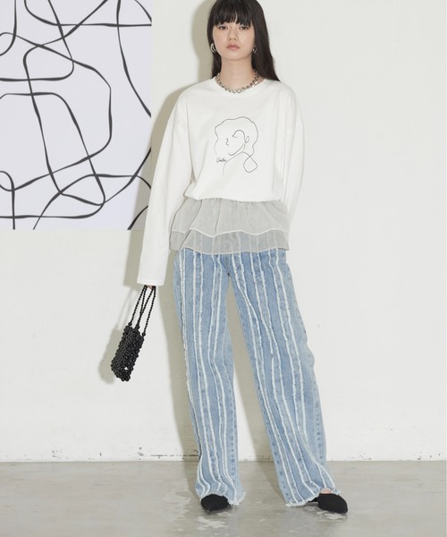 THE YOn（ザヨン）の「フリンジデザインデニムパンツ（デニムパンツ・レディース・ライトブルー/ブルー・M/S）」の21枚目の写真