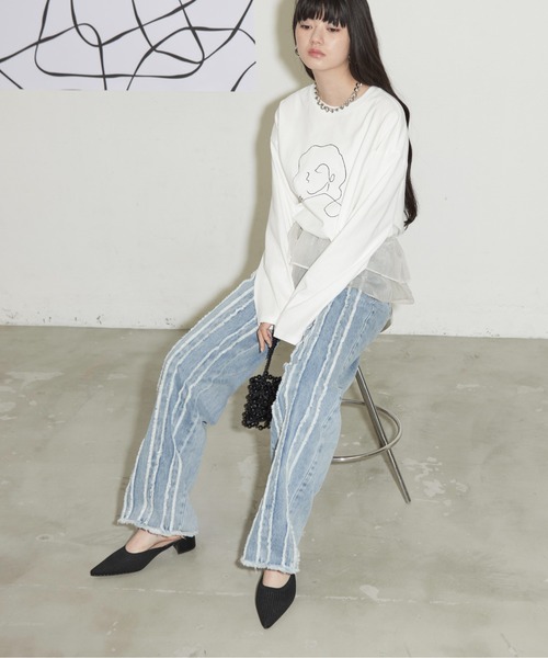 THE YOn（ザヨン）の「フリンジデザインデニムパンツ（デニムパンツ・レディース・ライトブルー/ブルー・M/S）」の22枚目の写真