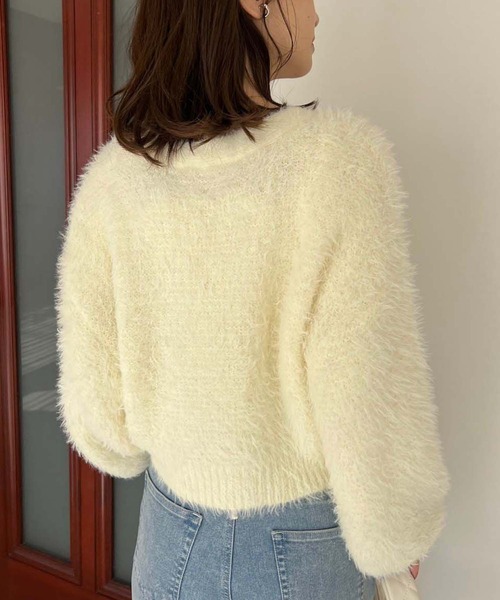 one after another NICE CLAUP（ワンアフターアナザーナイスクラップ）の「ふわモテあざとリボンショートカーディガン（カーディガン/ボレロ・レディース・アイボリー/グレー/ライトイエロー/ベビーピンク・FREE）」の9枚目の写真