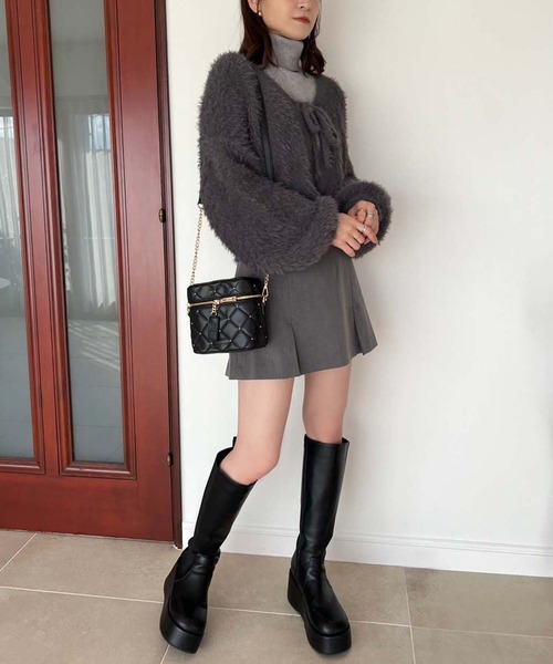 one after another NICE CLAUP（ワンアフターアナザーナイスクラップ）の「ふわモテあざとリボンショートカーディガン（カーディガン/ボレロ・レディース・アイボリー/グレー/ライトイエロー/ベビーピンク・FREE）」の16枚目の写真