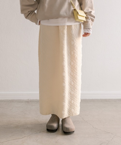 RIVE DROITE（リヴドロワ）の「フクレジャガードナロースカート（スカート・レディース・ブラック/アイボリー・FREE）」の17枚目の写真