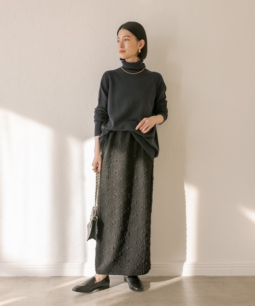 RIVE DROITE（リヴドロワ）の「フクレジャガードナロースカート（スカート・レディース・ブラック/アイボリー・FREE）」の4枚目の写真