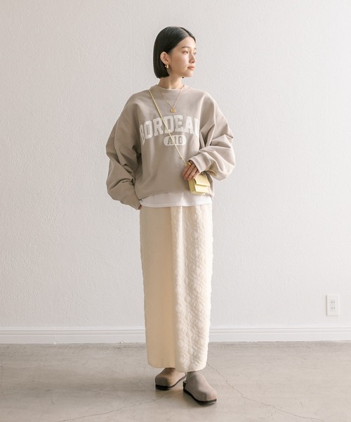 RIVE DROITE（リヴドロワ）の「フクレジャガードナロースカート（スカート・レディース・ブラック/アイボリー・FREE）」の3枚目の写真