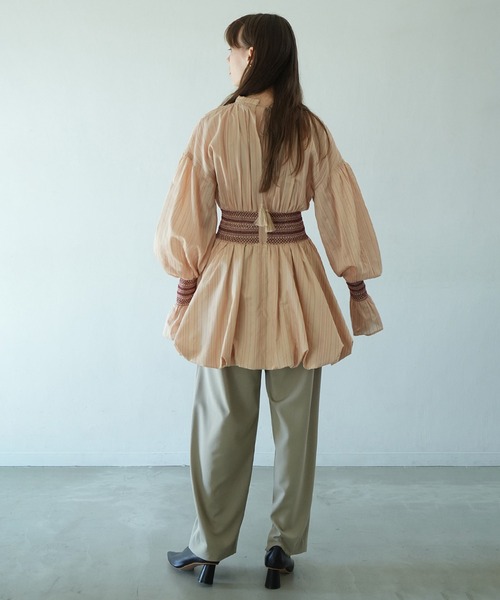 トップス CLANE SMOCKING STRIPE TOPS セール】SMOCKING STRIPE TOPS（シャツ/ブラウス）｜CLANE