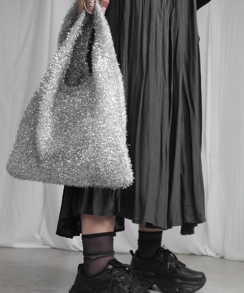 minia（ミニア）の「ラメシャギーニットトートバッグ（トートバッグ・レディース・シルバー/ブルー/ブラック・FREE）」の12枚目の写真