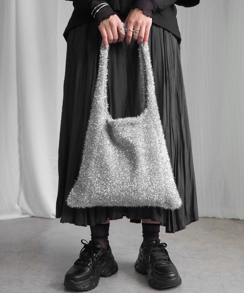 minia（ミニア）の「ラメシャギーニットトートバッグ（トートバッグ・レディース・シルバー/ブルー/ブラック・FREE）」の14枚目の写真