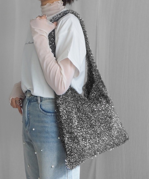 minia（ミニア）の「ラメシャギーニットトートバッグ（トートバッグ・レディース・シルバー/ブルー/ブラック・FREE）」の22枚目の写真