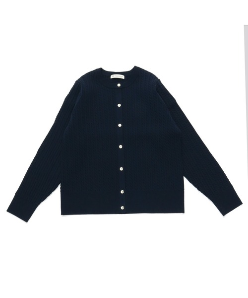 TOKYO SHIRTS（トウキョウシャツ）の「総ケーブルクルーニットカーディガン（カーディガン/ボレロ・レディース・アイボリー/ネイビー/ライム・L/M）」の3枚目の写真